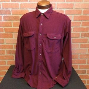 Vintage L L Bean mens button front shirt size L long sleeve soft fleece